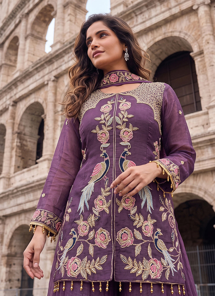 Buy Purple Gharara Suit Online At hatkay
