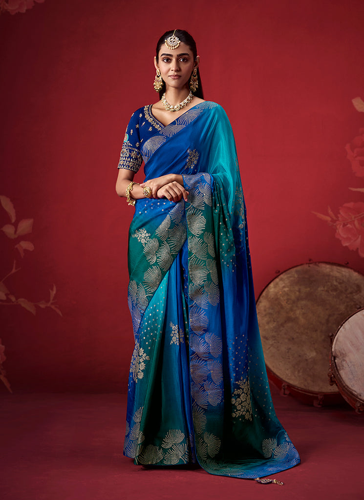 Royal Blue Zari Woven Crepe Silk Saree
