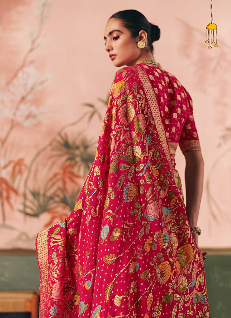 Shop Crimson Red Traditional Saree Online