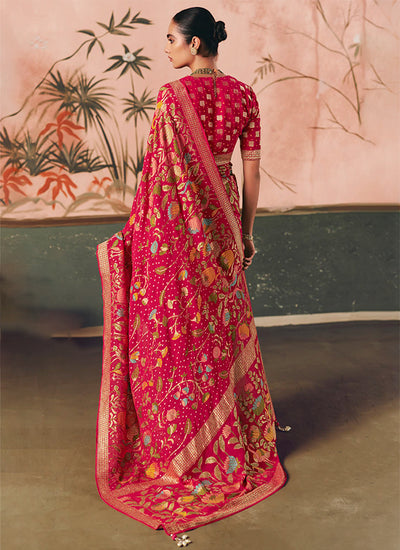 Crimson Red Traditional Khaddi Georgette Saree