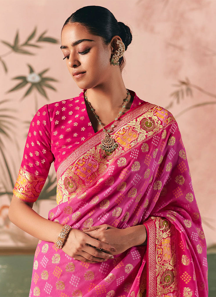 Shop Rani Pink Traditional Saree In UK