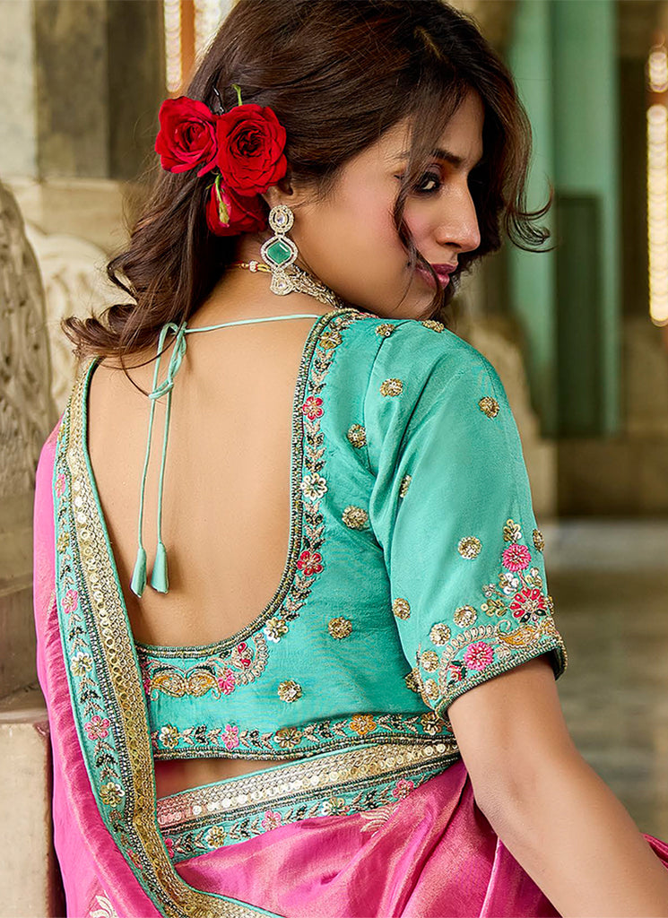 Buy Pink And Purple Traditional Saree In Australia