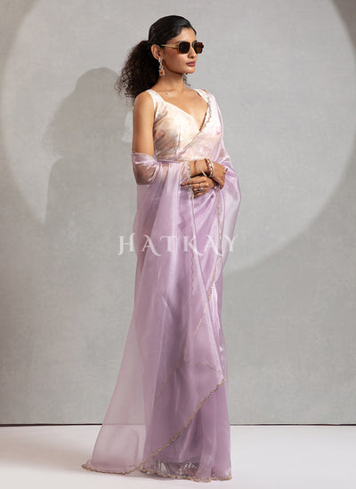 Lilac Purple Silk Saree