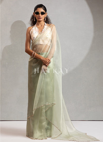 Mint Green Silk Saree