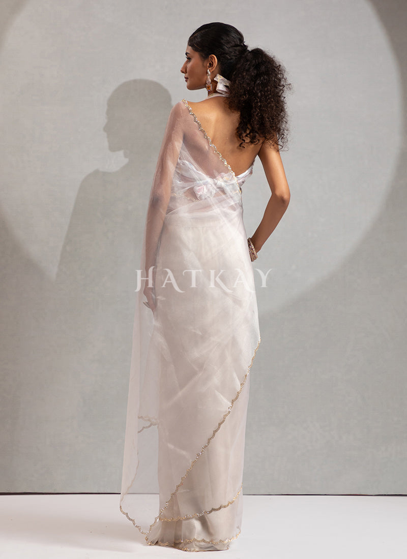 Buy Traditional Off White Saree In UK