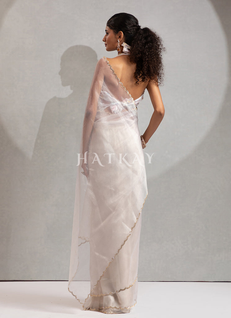 Buy Traditional Off White Saree In UK