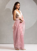 Buy Light Pink Organza Saree In UK