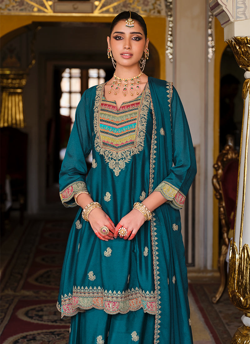 Buy Turquoise Sharara Suit In UK