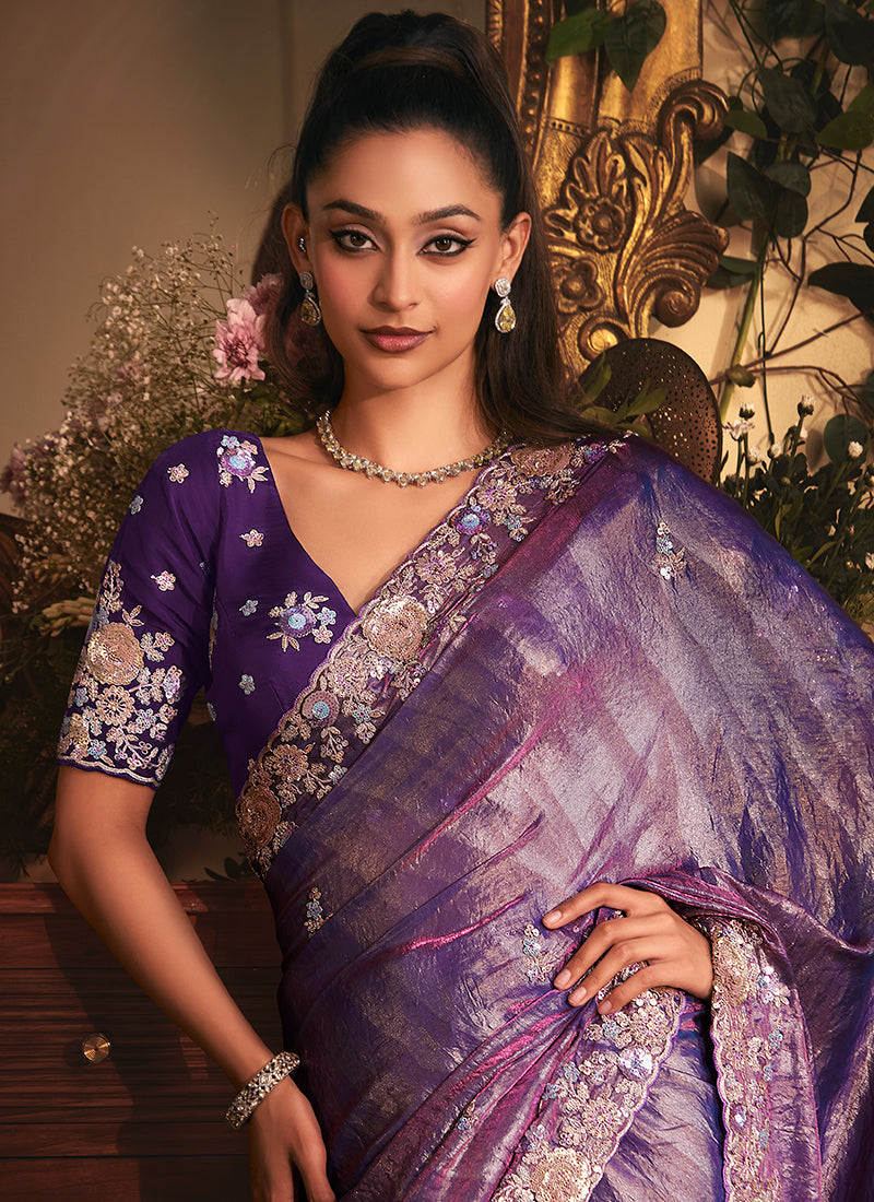 Buy Violet Bollywood Saree Online