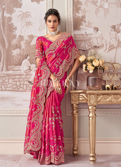Pink Wedding Saree And Blouse