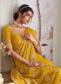 Buy Yellow Wedding Saree And Blouse For Mehendi Function In UK