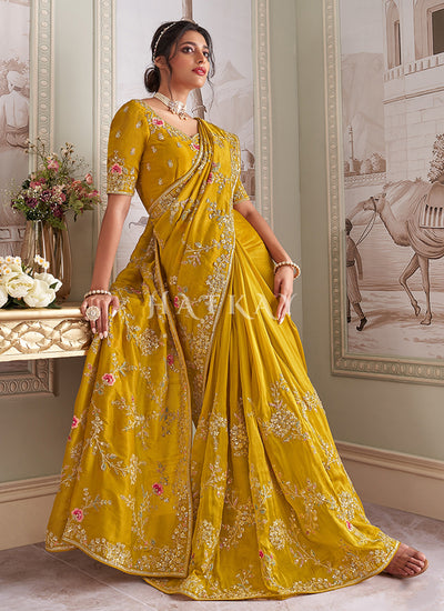 Yellow Wedding Saree And Blouse