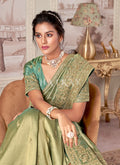 Buy The Designer Green Wedding Saree And Blouse In UK