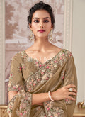 Buy Copper Beige Wedding Saree And Blouse For Engagement In USA