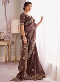 Dark Brown Wedding Saree And Blouse