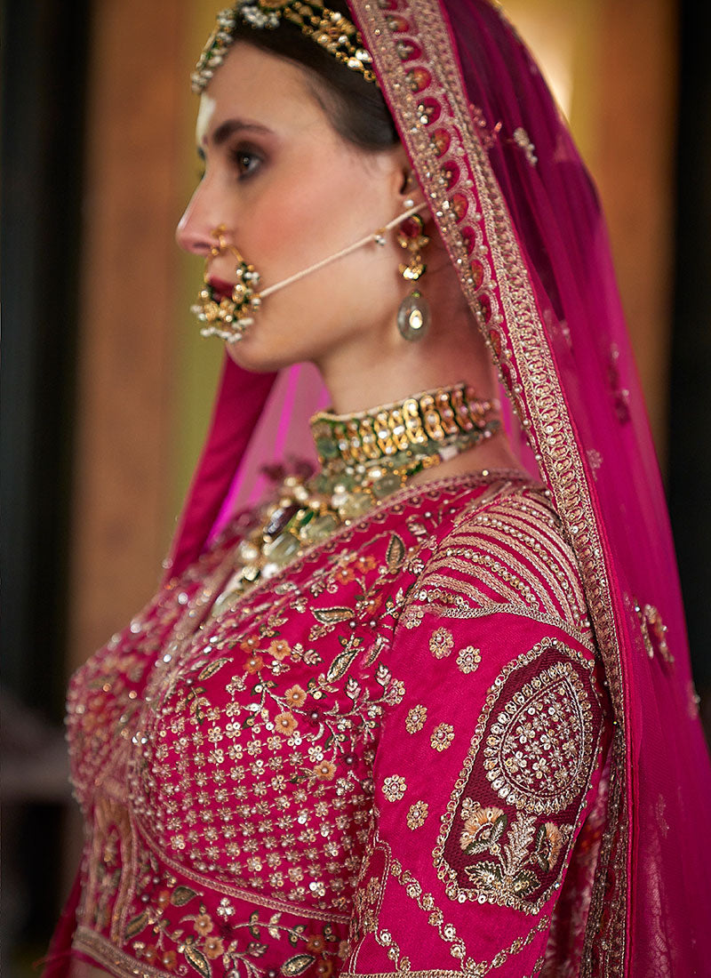 Buy Magenta Pink Bridal Lehenga Choli In USA