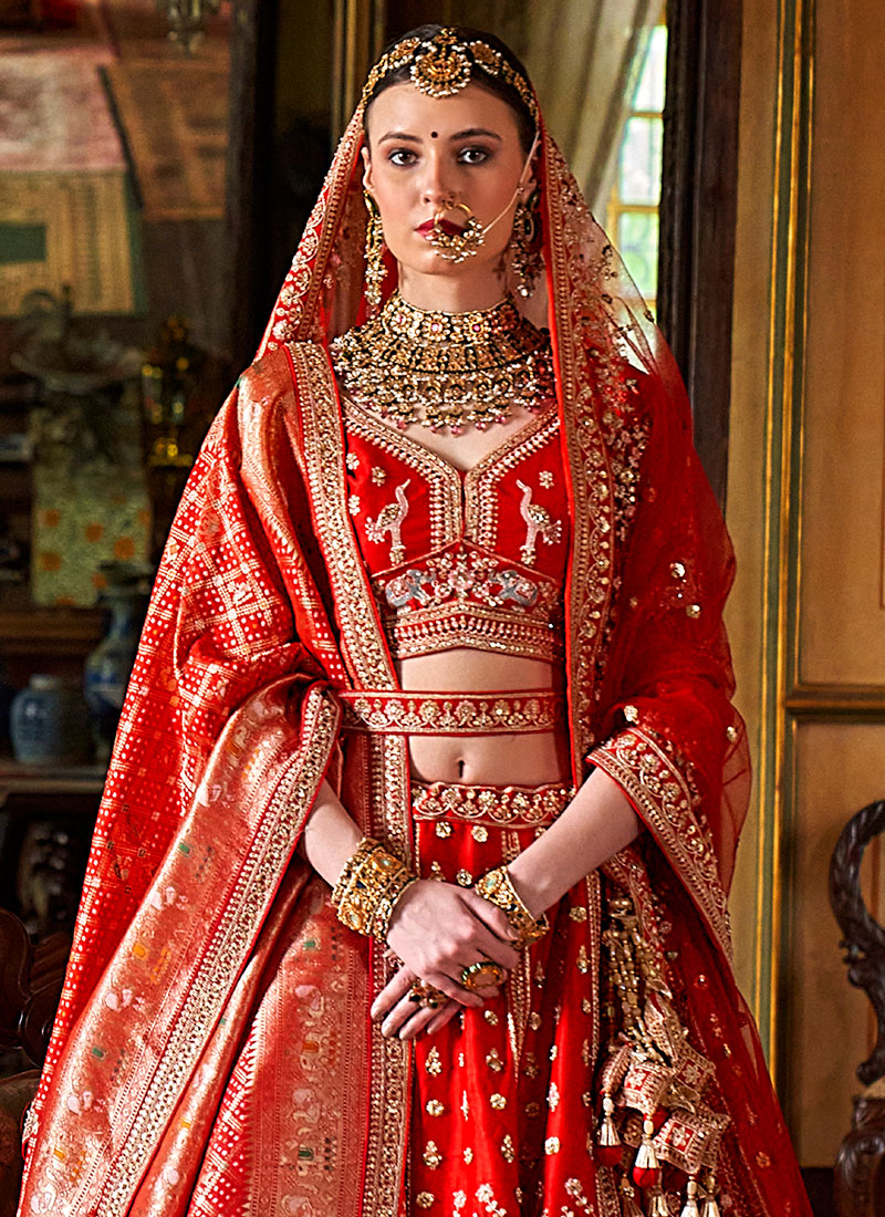 Shop Red Bridal Lahenda Choli Online