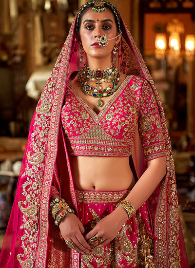 Bridal Pink Multi Embroidery Bridal Lehenga Choli
