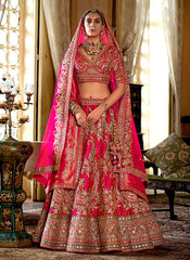 Bridal Pink Multi Embroidery Bridal Lehenga Choli