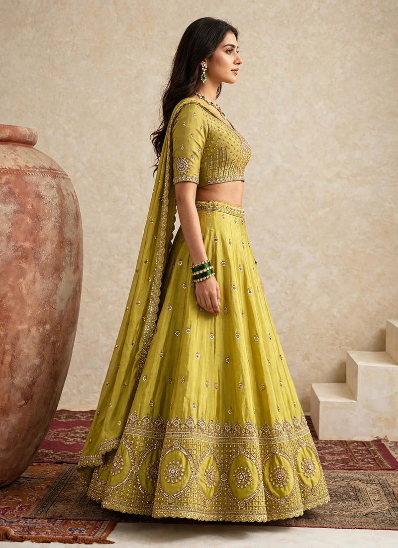 Shop Lime Green Lehenga Choli Canada