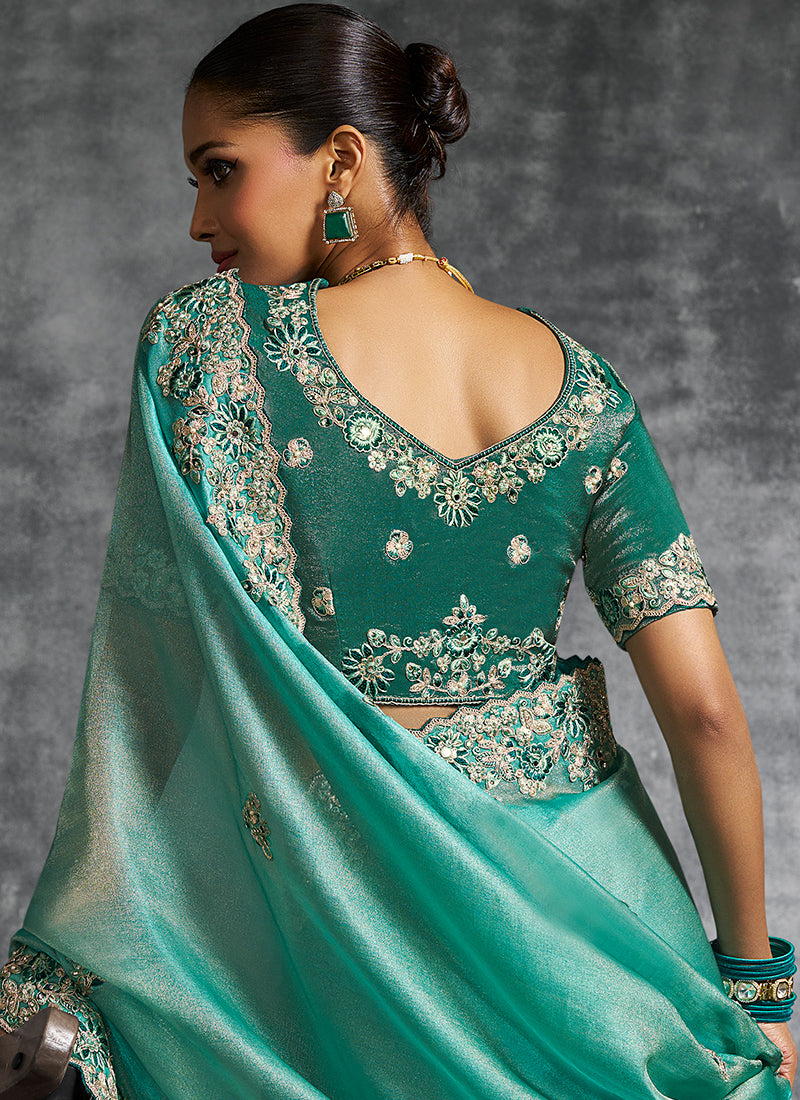 Shop Emerald Green Bridal Saree Online