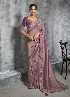 Amethyst Purple Multi Embroidery Wedding Saree