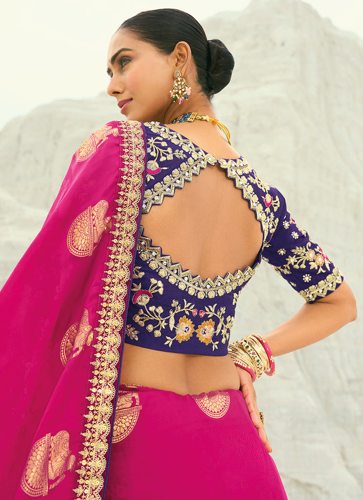 Shop Pink And Violet Saree Online