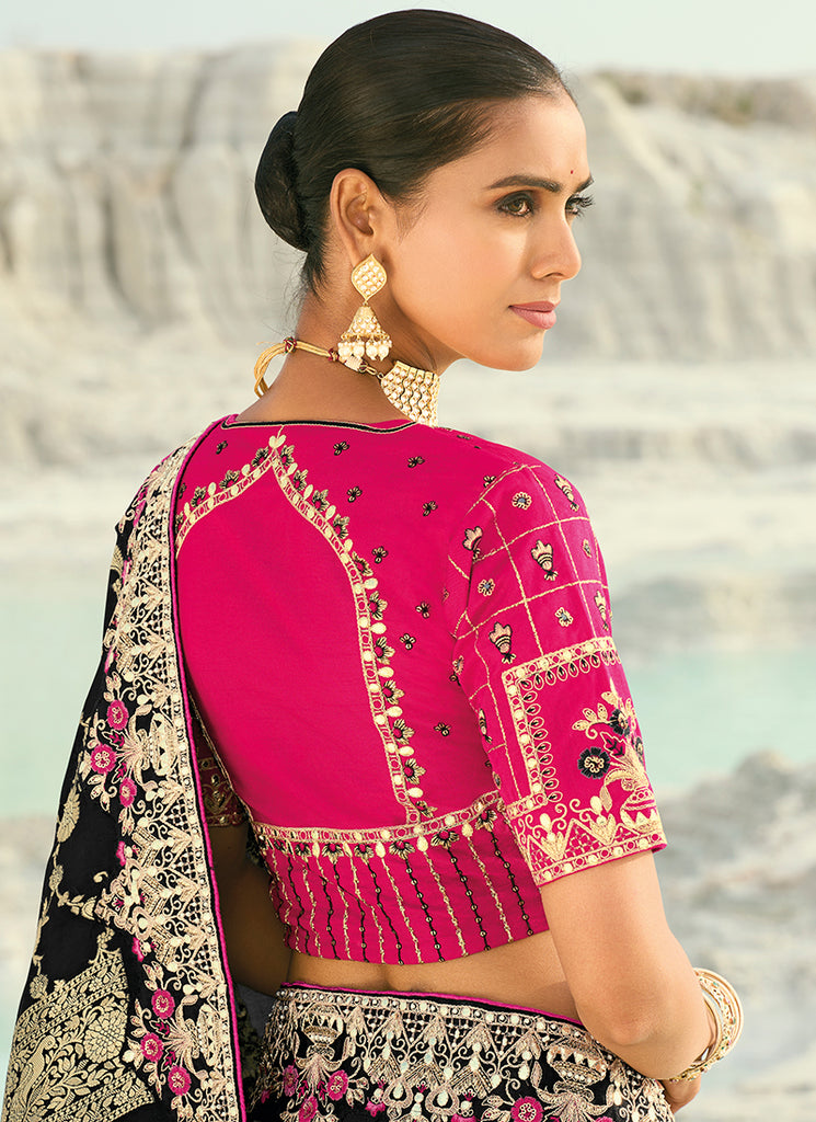 Shop Black And Pink Wedding Sari In Austria