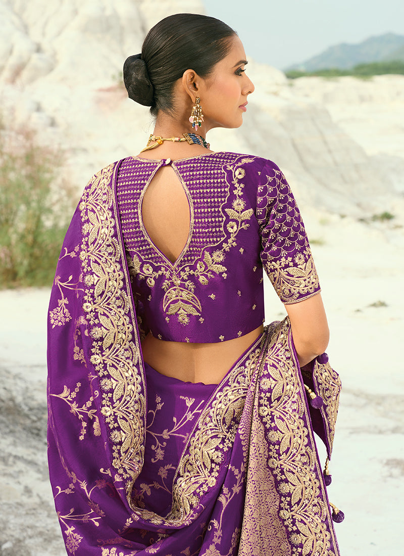 Buy Purple Wedding Saree In Canada