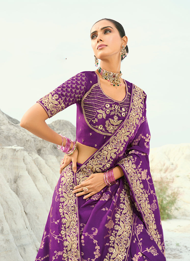 Exclusive Purple Bollywood Sari - Hatkay