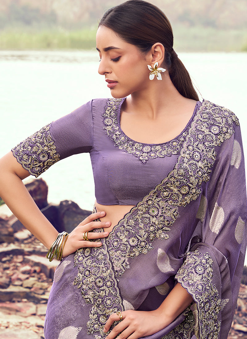 Shop Purple Wedding Saree Online