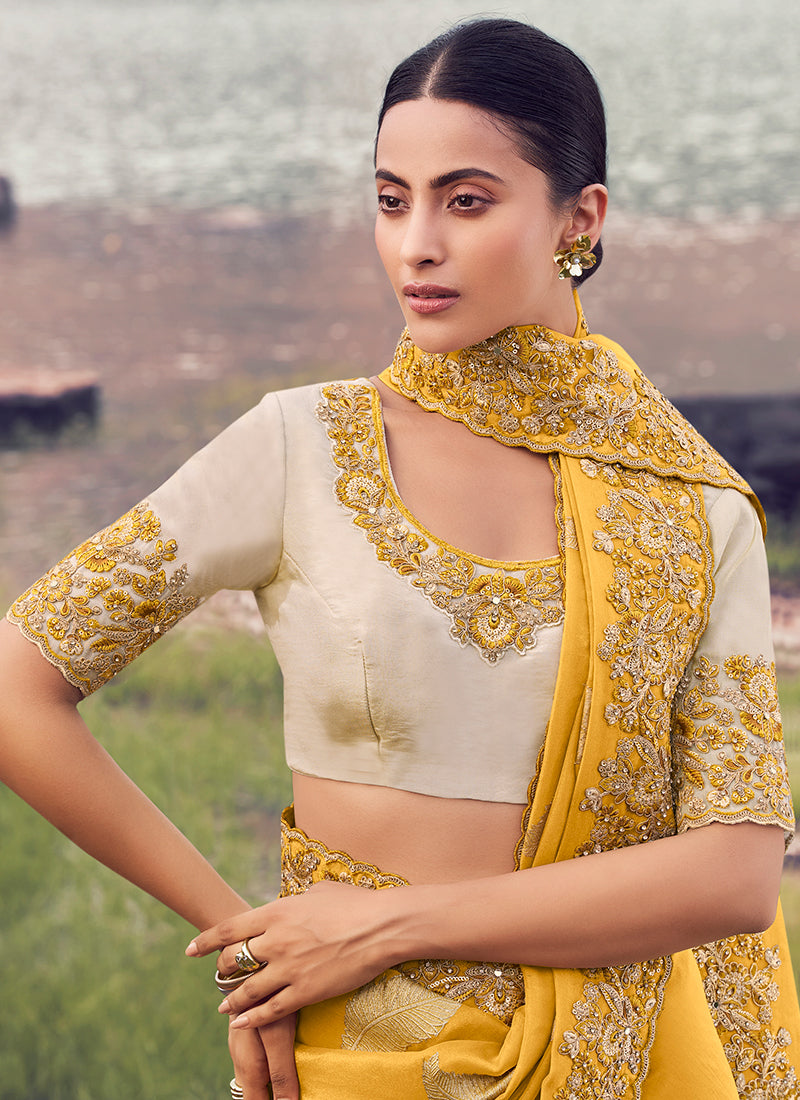 Shop Golden Yellow Sari Online