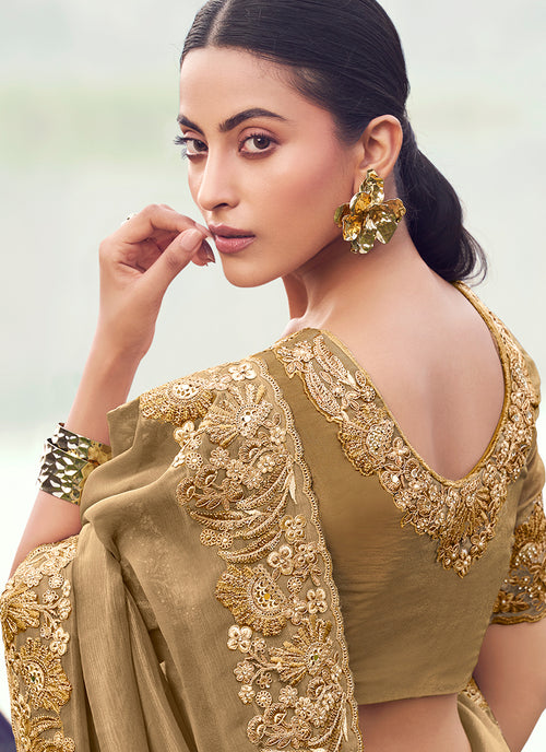Shop Golden Brown Saree Online
