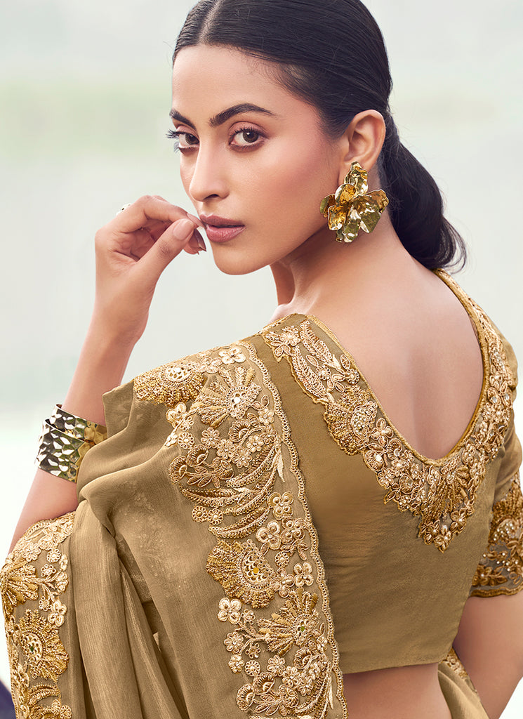 Shop Golden Brown Saree Online