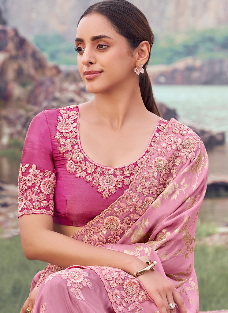 Buy Pink Wedding Saree In USA