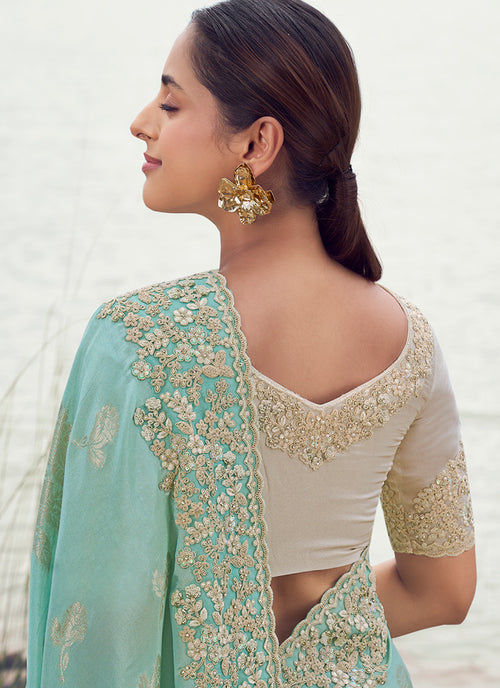 Shop Light Blue Traditional Saree Online