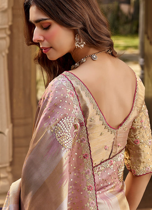Buy Rose Gold Traditional Saree In New Zealand 