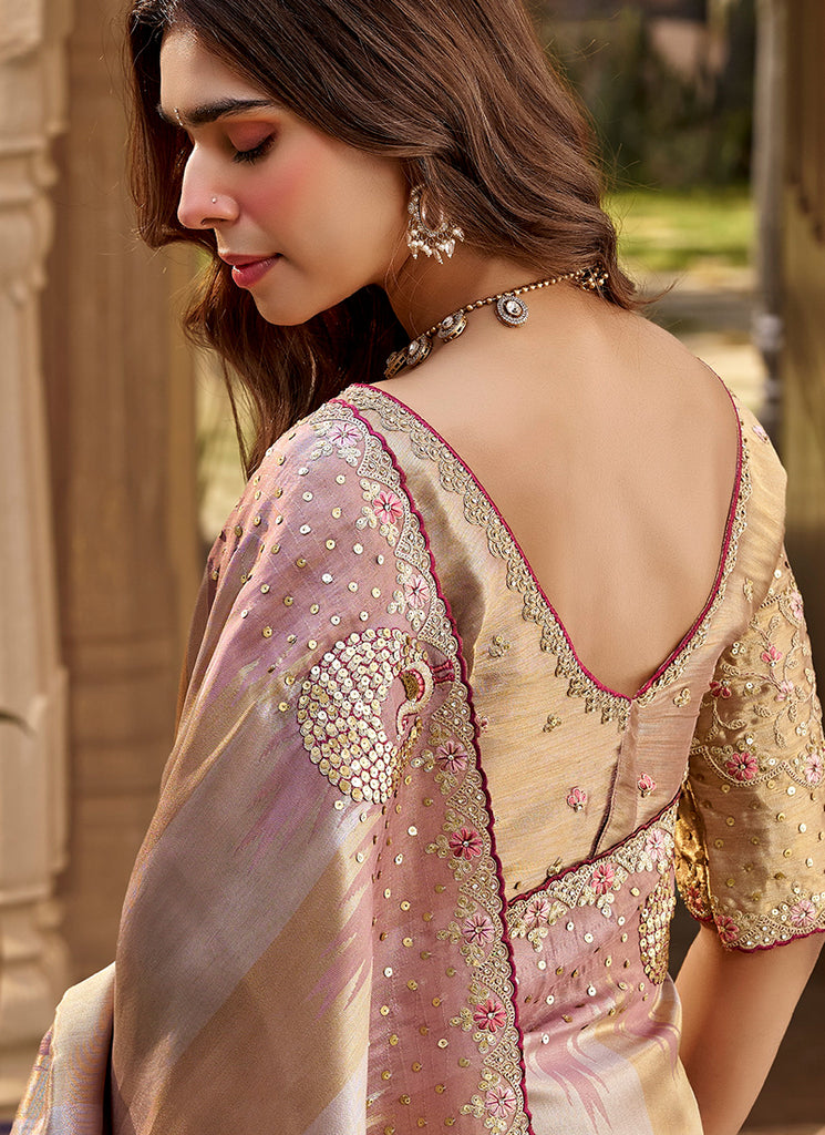 Buy Rose Gold Traditional Saree In New Zealand 
