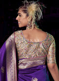 Violet And Beige Designer Saree