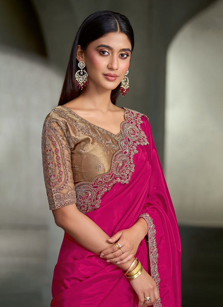 Rani Pink Instant Saree For bridsmaids In UK
