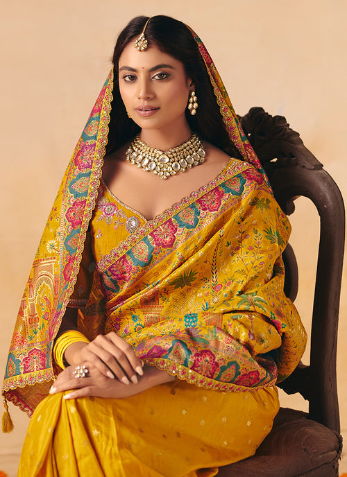 Shop Yellow Silk Saree In Canada