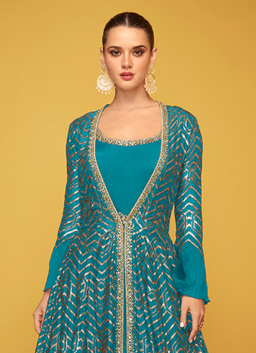 Buy Jacket Style Anarkali Gown In Canada