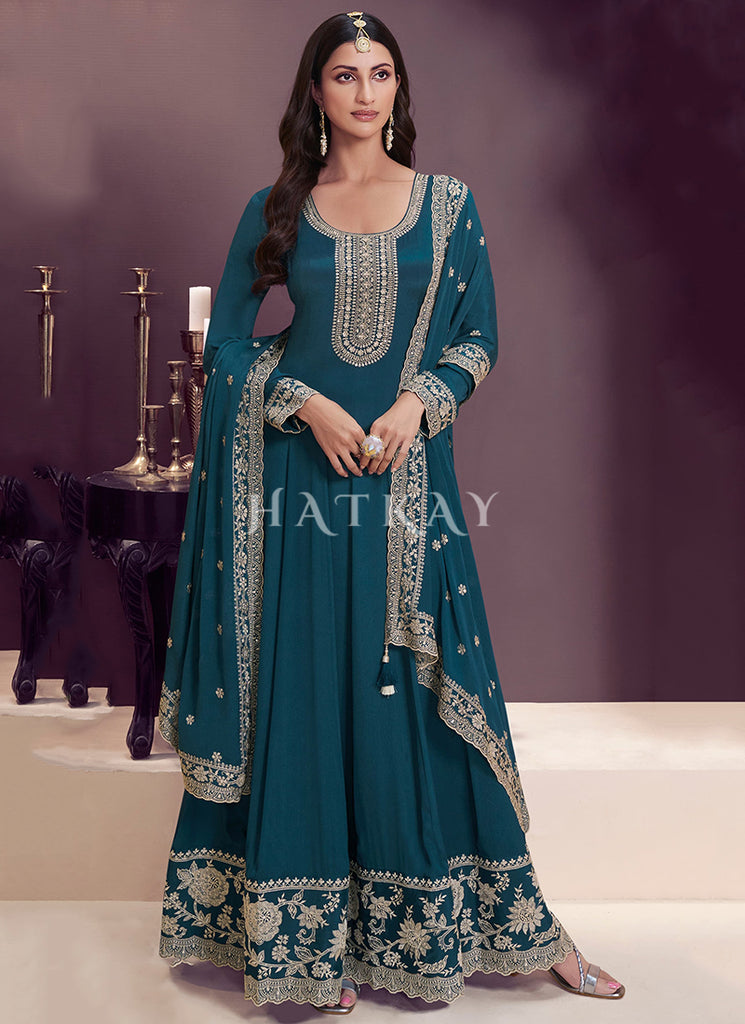 Buy Royal Blue Embroidery Anarkali Dress Online | Hatkay Buy Royal Blue Embroidery Anarkali Dress Online | Hatkay
