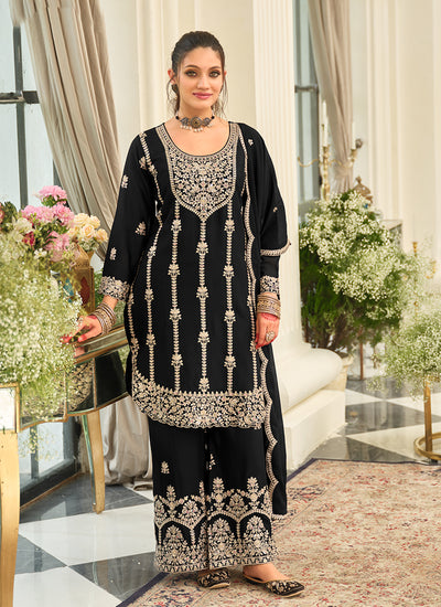 Black Embroidery Pant Style Suit