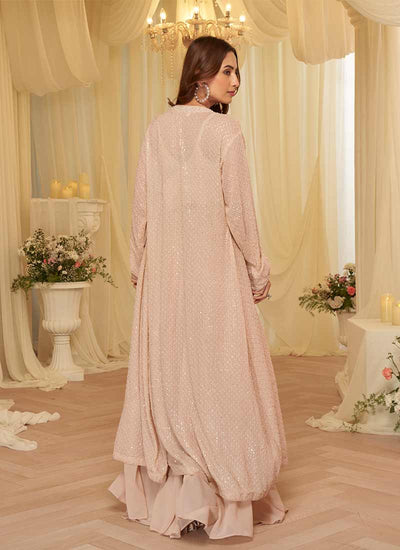 Blush Pink Embroidery Jacket Style Indo Western Set