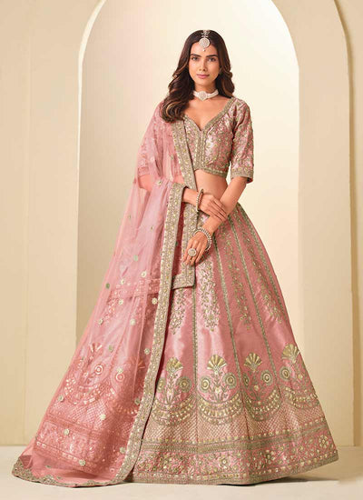 Blush Pink Embroidered Wedding Lehenga Choli