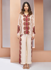 Off White Multi Digital Printed Silk Co-Ord Set