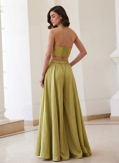 Lime Green Indo-Western Palazzo Set