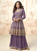 Purple Multi Embroidery Traditional Gharara Suit