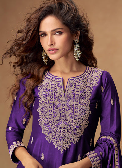 Purple Designer Gharara Style Suit